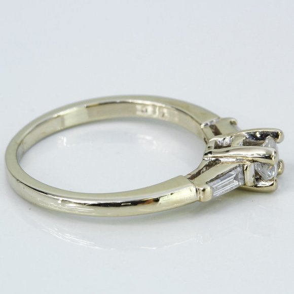 14k White Gold Round and Baguette Diamond Anniversary / Wedding Engagement Ring - Picture 3 of 4